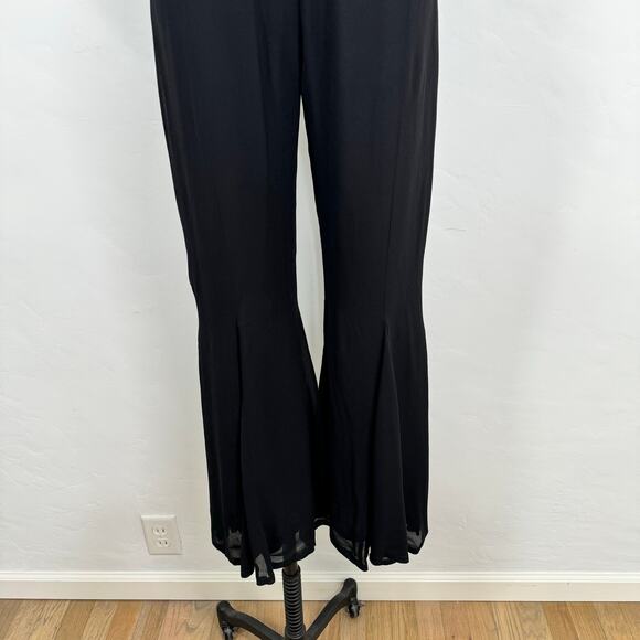 Reformation Sylvania Jumpsuit Black Flare Leg Open Back Ankle Boho Party Size 0 - Picture 5 of 16